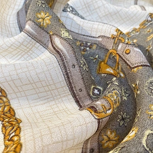 Factory direct check printed silk scarf female mid-long square scarf outdoor beach towel shawl scarf