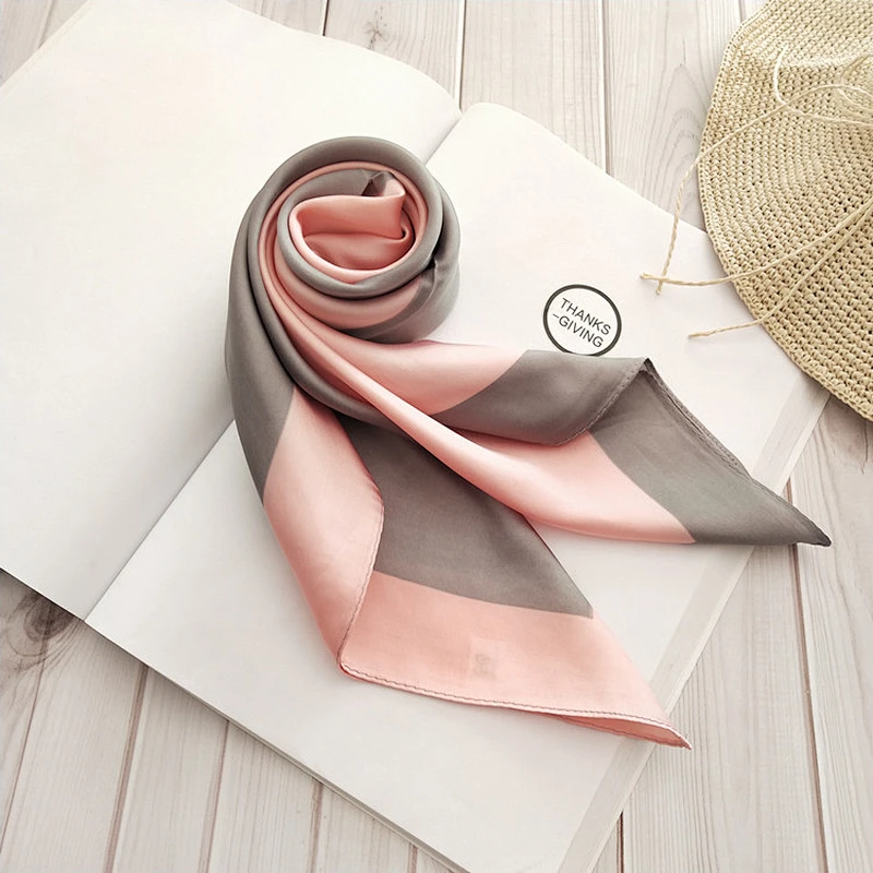 Korean Ins Small Square Scarf Color Matching Literary Small Silk Scarf Decoration Small Scarf For Female