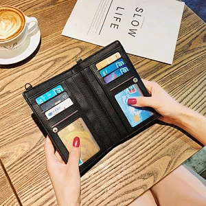 New Style Ladies Wallet Vertical Lychee Pattern Diagonal PU Mobile Phone Wallet Bag