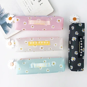 Little Daisy Girl Pencil Case Creative Simple Multifunctional Pure Color School Stationery Pen Packaging Bag