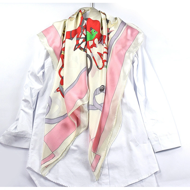 106*106 CM Silk Large Square Scarf Carriage Printed 100 % Silk Gift Women Ladies Scarves Shawls