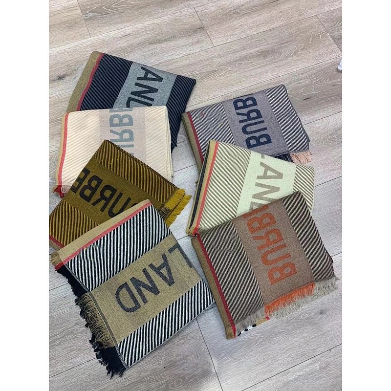 Brand Scarf Double-Sided Letter Tassel Scarf European American Style Winter Warmth Long Shawl Dual-Use Scarf