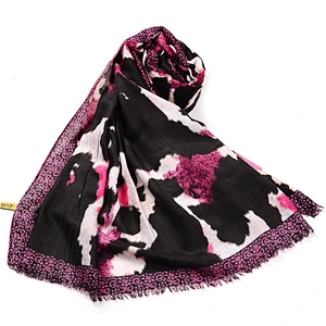 Autumn new cotton leopard print scarf female thick section decorative printing tassel sunscreen shawl scarf
