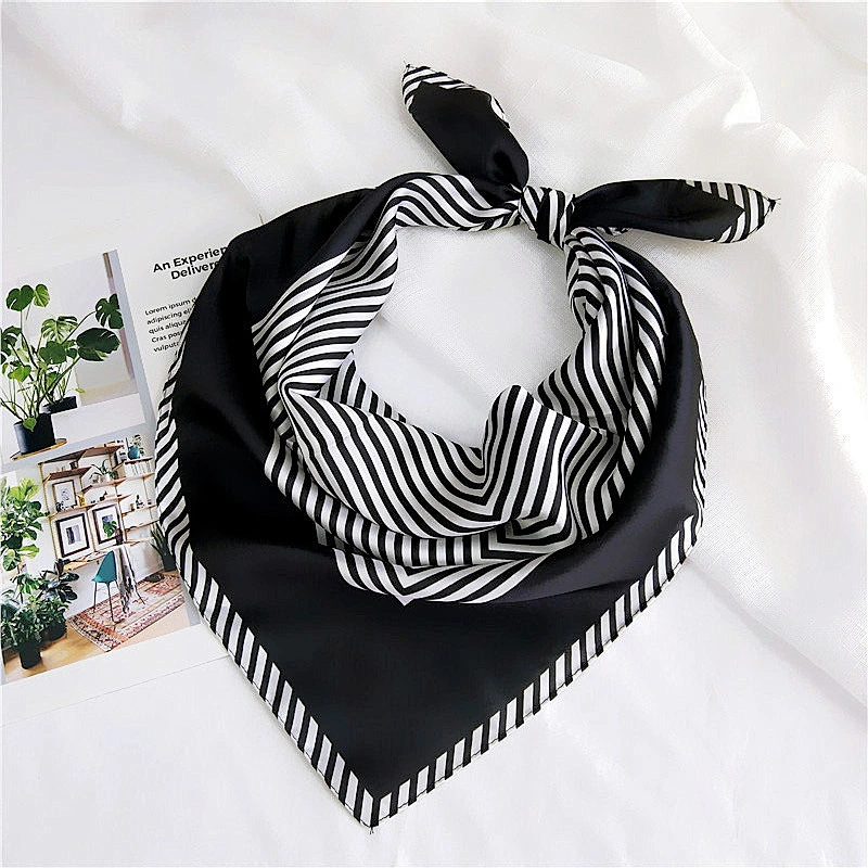 Women's spring and summer new wild professional imitated silk scarf sunscreen 70 striped small square scarf