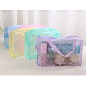 Wholesale Custom Fashion Transparent Makeup Bag Waterproof Clean Pvc Cosmetic Bag