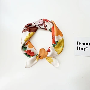 Original Spring Autumn New Digital Printing Small Square Scarf Korean Western Fashion Thin Silk Scarf Women