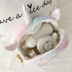 Plush Messenger Bag Cute Cartoon Ice Cream Color Tie-Dye Round Zipper Cosmetic Bag Girls Small Shoulder Bag