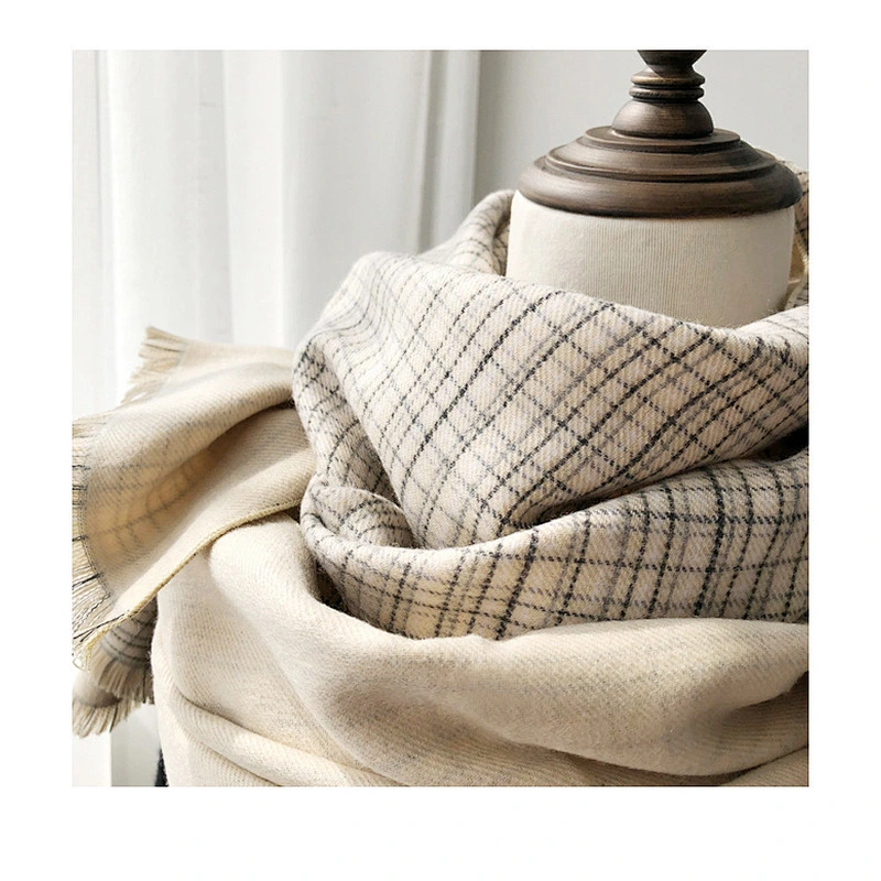 Luxuriant Latest Desirable Cashmere Scarf Plaid Double-Sided Winter Scarf Fashions Long Shawl