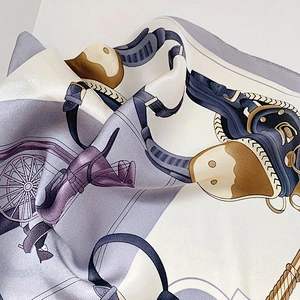 Hot sale 2020 new 55cm carriage printed silk square scarf women plain