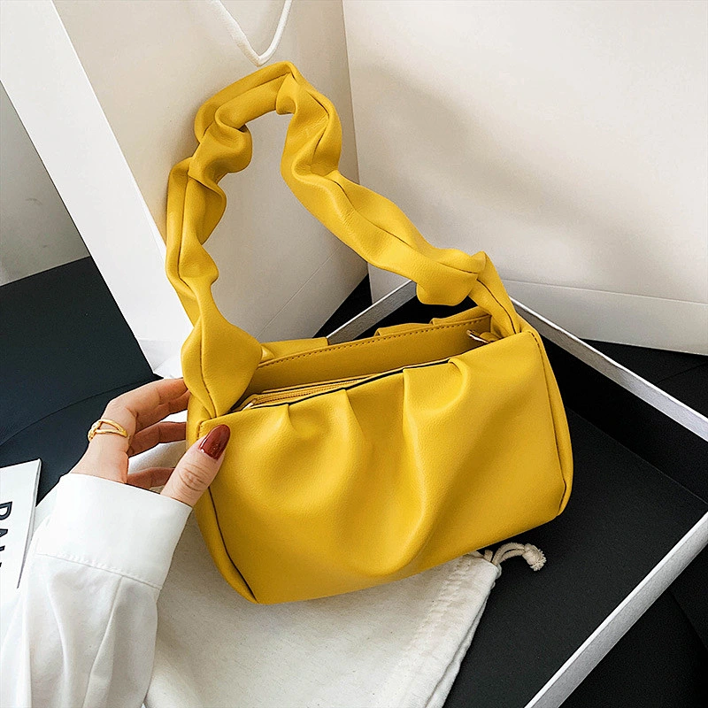 2020 New PU Leather Messenger Bag Summer Small Fresh Cloud Fold Bag Portable Shoulder Bag