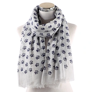 Wholesale Spring Autumn New Style Dog Footprint Print Pattern Polyester Ladies All-Match Scarf Shawl