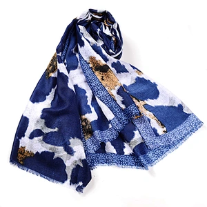 Autumn new cotton leopard print scarf female thick section decorative printing tassel sunscreen shawl scarf