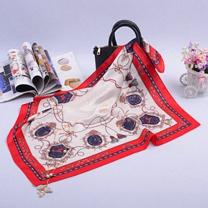 Factory direct children saliva towel handkerchief silk fashion women print square silk scarf