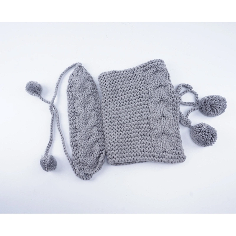 2020 New Kids Hat Suit Autumn Winter Warm Knitted Hat Cute Female Baby Hat Neck Scarf Two-Piece Set With Pom Pom