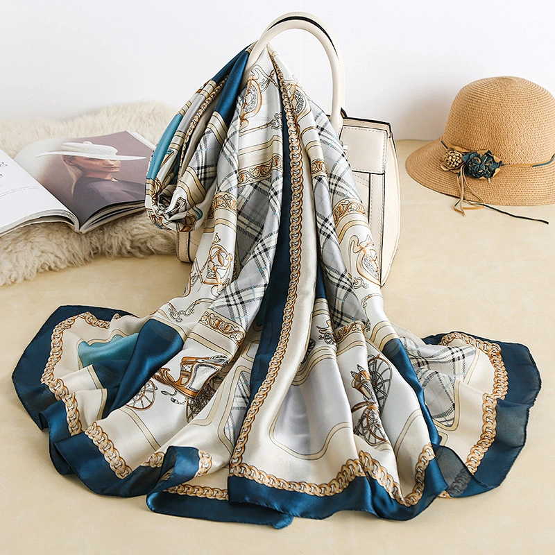 2020 Factory Direct Spring Summer Silk Satin Scarf Female Beach Sunscreen Silk Scarf Shawl
