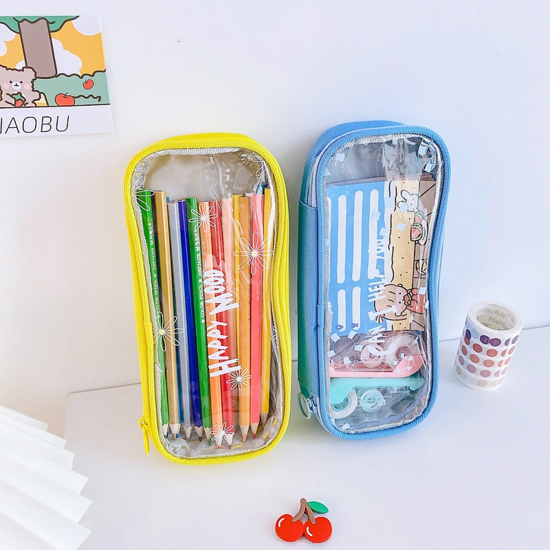 Wholesale Custom Printed Transparent Pencil Case Pencil Pouch Bag For Students
