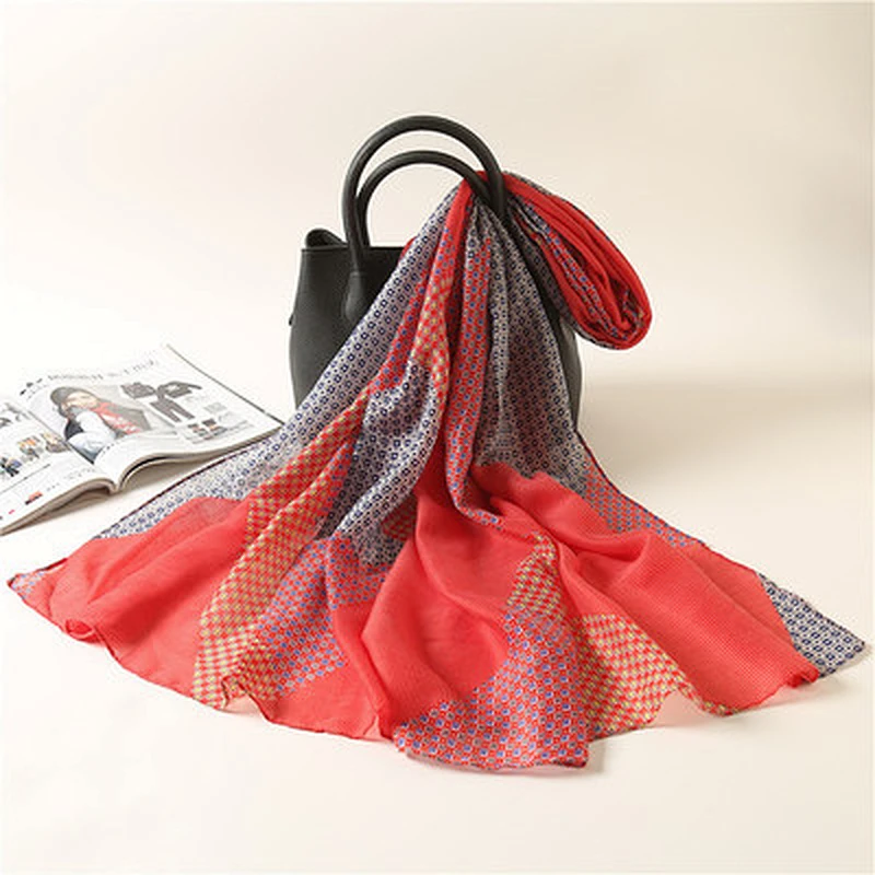 New outdoor shading scarves color matching thin section printing summer polyester sunscreen shawl scarf