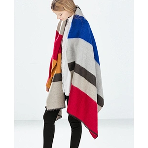 Scarves Trendy Thick Autumn Winter Style Personality Colorful Stripes Cashmere Shawl