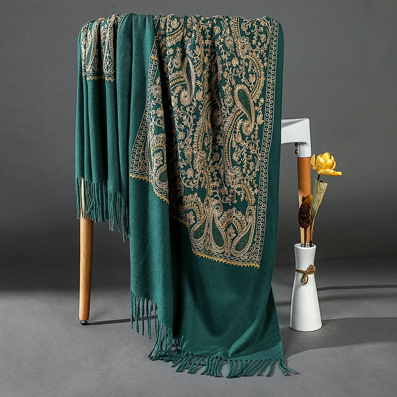 Fashion cashmere embroidery scarf all-match female autumn winter warmth tassel shawl