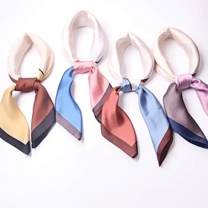 New Silk Color Matching Small Square Silk Scarf Female Chic Style Simple Splicing Small Scarf 70 Wild Scarf