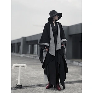Nordic Style Cashmere Tie-Dye Black White Double-Sided Shawl Decorative Scarf Simple Cloak Warm Thick Shawl