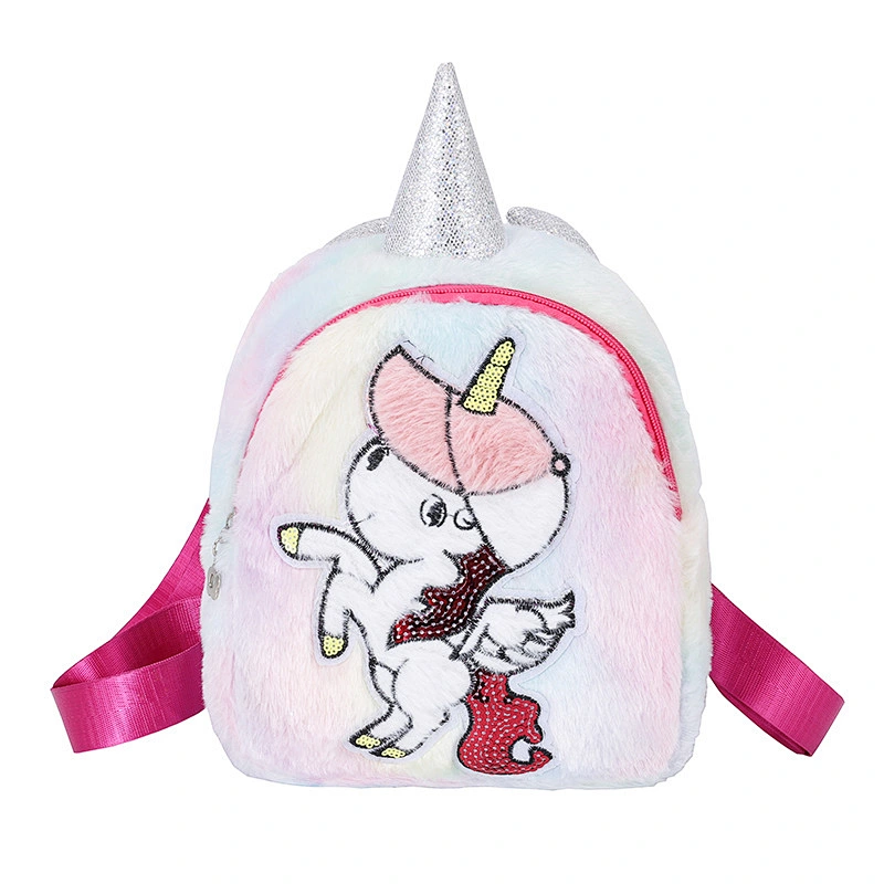2020 new cartoon plush backpack children's backpack kindergarten flying unicorn backpack