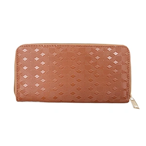 2020 OEM New Style Fashion Women Around Travel Zip Wallet Brown Leather Purse