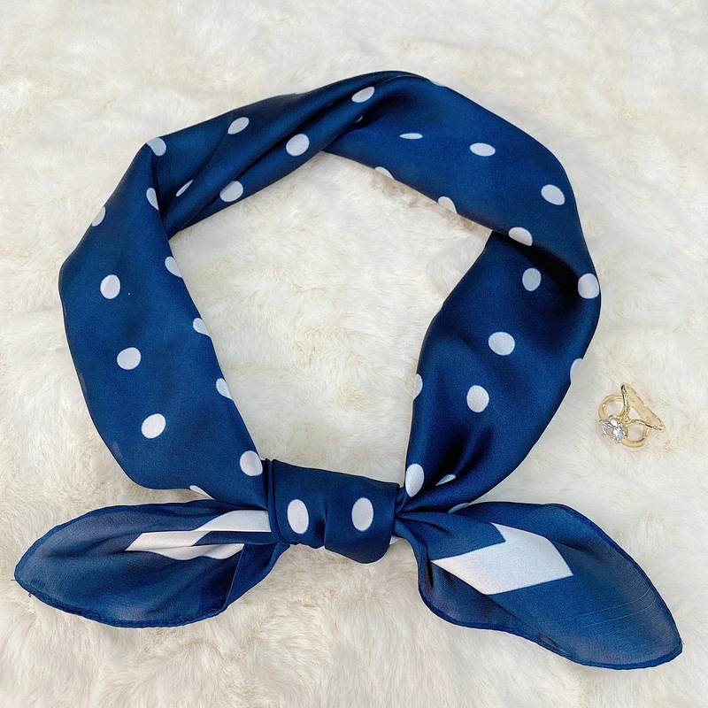 Wholesale Classic Wild Pure Color Small Wave Dot Square Scarf Korean 70cm Decorative Shawl Scarves