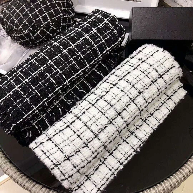 Black And White Striped Roving Lattice Small Cashmere Shawl Autumn Winter Lovers Thick Warmth Scarf Women