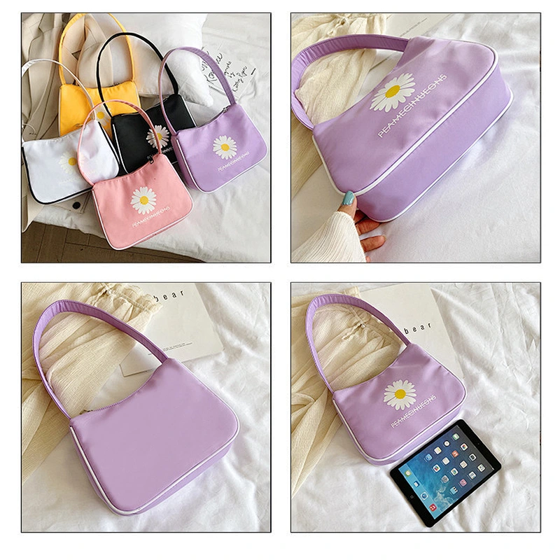 2021 Female Nylon Casual Tote Bag Flower Printed Women Handbag Female Small Bag Mini Shoulder Bags