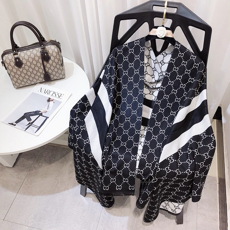 Custom Design Winter New Fashion Geometry Style Cashmere Wool Jacquard Scarf Pashmina Shawl