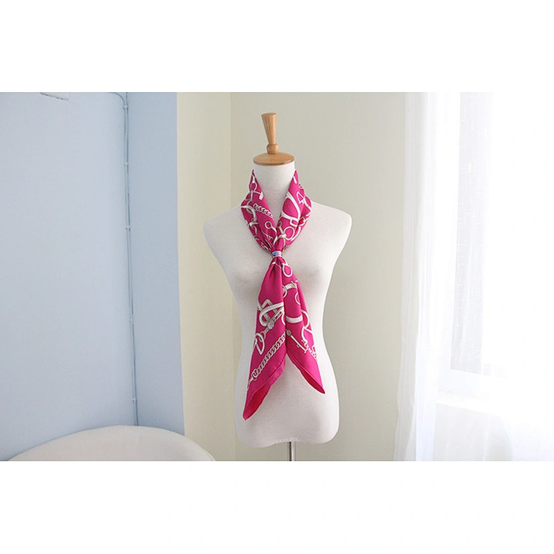 Fashion Brand Ladies Chain Printing European American Silk Scarf Large Square Scarf Dual-Use Scarf Shawl