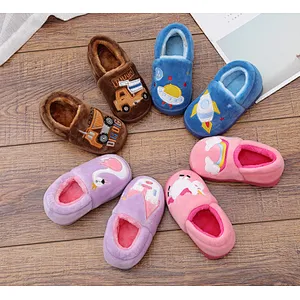 Kids Home Slippers Boys Girls Autumn Winter Slippers Cute Cartoon Home Shoes Children Warm Plush Slipper