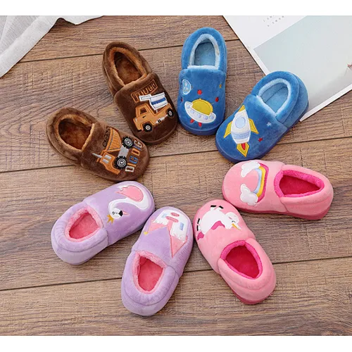 Kids Home Slippers Boys Girls Autumn Winter Slippers Cute Cartoon Home Shoes Children Warm Plush Slipper