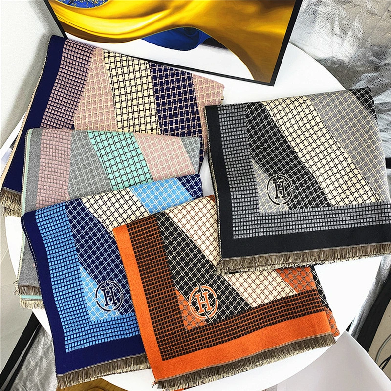 Wholesale Thickened Warmth Cashmere Scarf Korean Version Double-Sided H Letter Shawl Scarf For Women