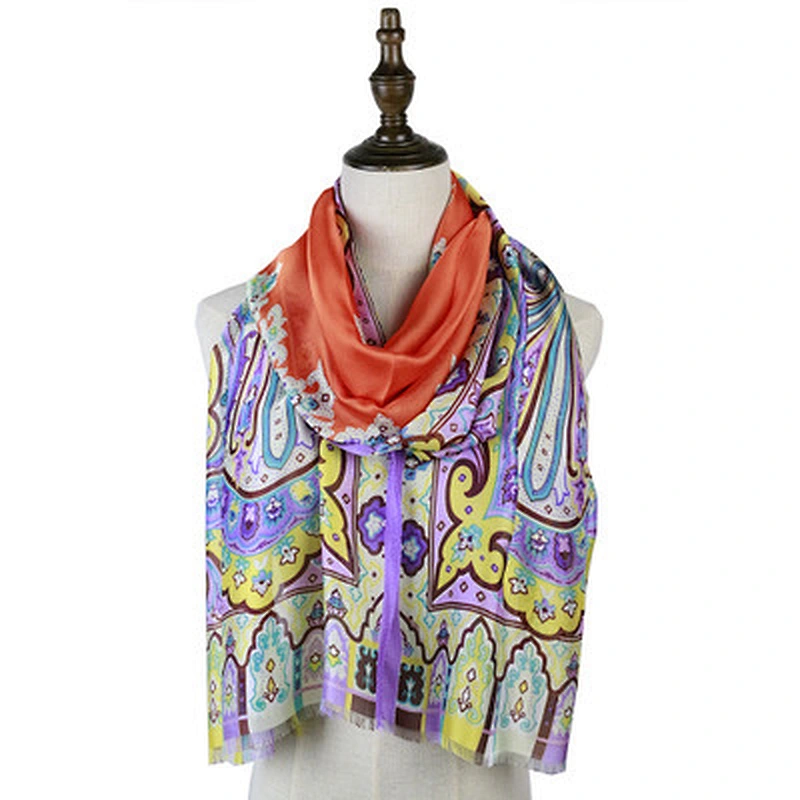 Spring and summer retro printed wild beach scarf ladies chiffon georgette shawl long scarf
