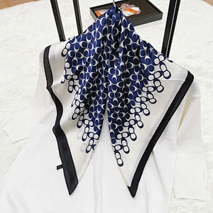 Spring and summer circular printed silk square sunscreen scarf women neck silk small square scarf
