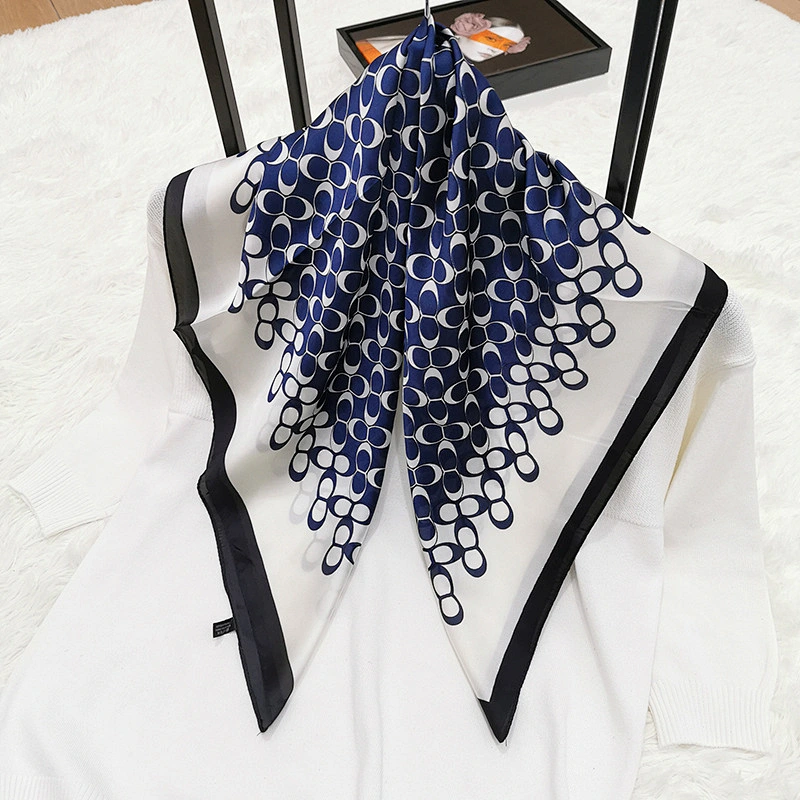 Spring and summer circular printed silk square sunscreen scarf women neck silk small square scarf
