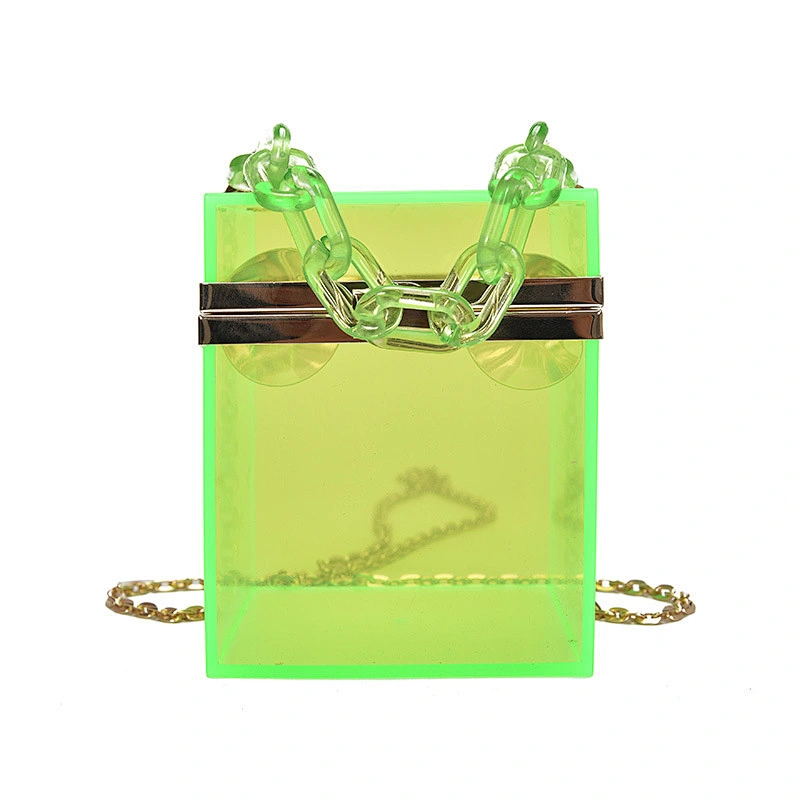 Amazon Hot Women Transparent Box Shoulder Purse Handbag Acrylic Clutch Bag