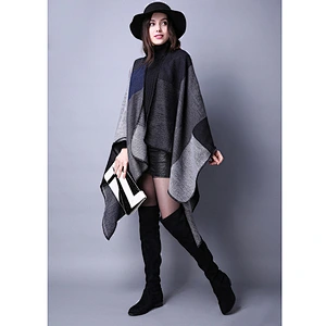 Autumn Winter Scarf Lattice Ladies Travel Shawl Cashmere European Ethnic Wind Split Thick Cloak