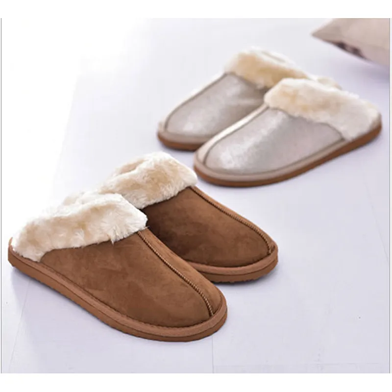 Soft Warm Winter Plush Shoes Fur Suede Slip-Resistant Indoor & Outdoor Slippers Soft Shoes