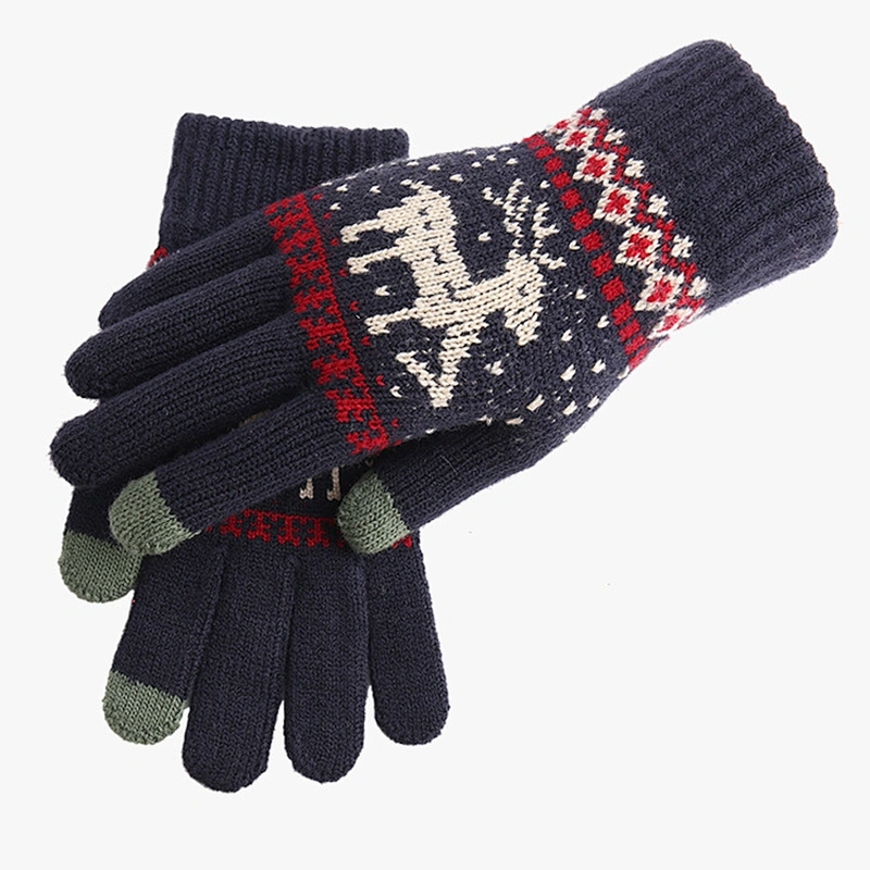 Warm Knitted Wool Touch Screen Gloves Women Warm Velvet Lovers Korean Wholesale Winter Gloves