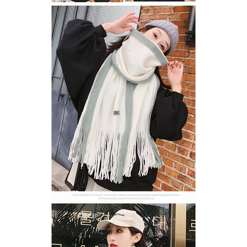 Customized Personalized Fashion Ladies Scarf Lengthened Wild Knitting Wool Color Matching Scarf