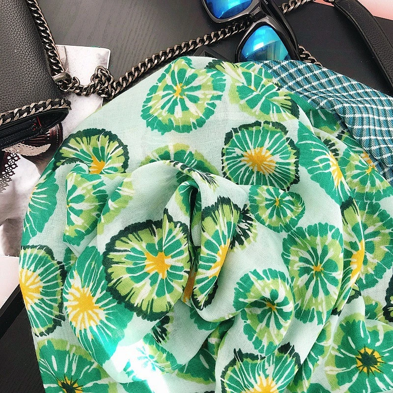 Spring and summer orange soft warm skin-friendly shade sunscreen long gauze women cotton sunscreen scarf shawl