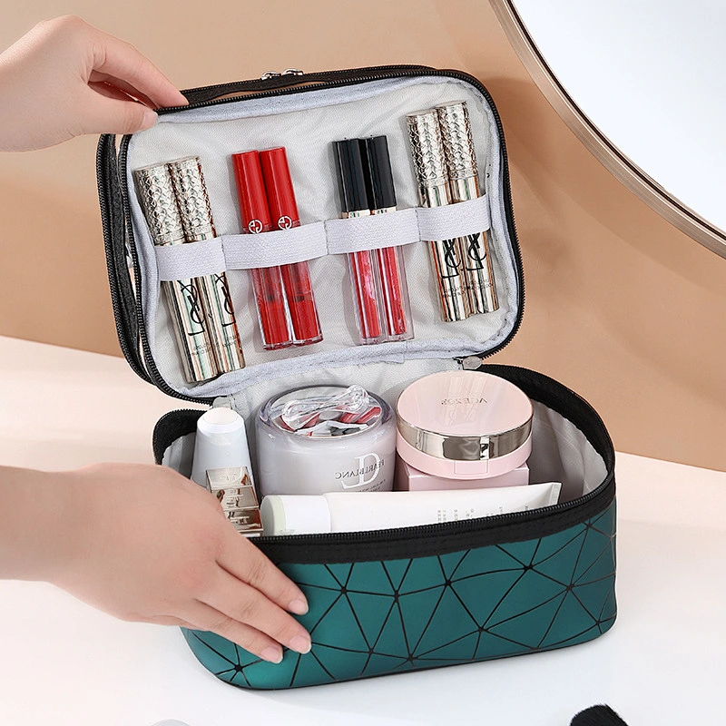 Double Layer Women Makeup Bag Portable Bag Travel Cosmetic Bag