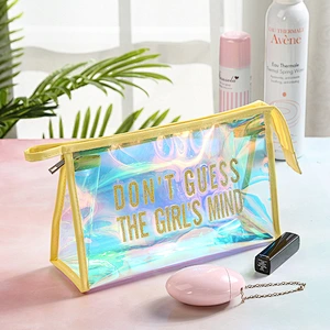 Waterproof Clear Transparent TPU Glitter Cosmetic Pouch Holographic Makeup Bag