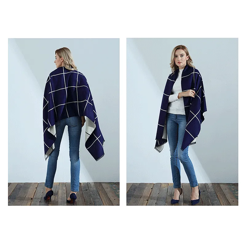 2020 Autumn Winter New Ladies Double-Sided Dual-Use Stitching British Decoration Classic Plaid Cashmere Scarf For Women
