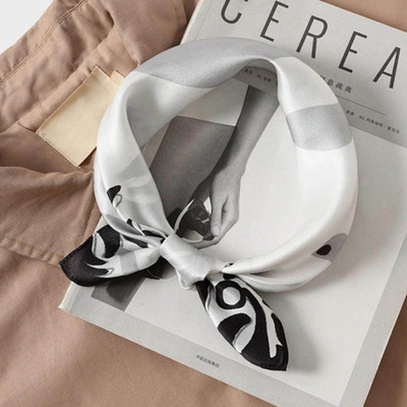 Printed silk fashionable wild decoration sunscreen small square scarf hangzhou hair silk scarf