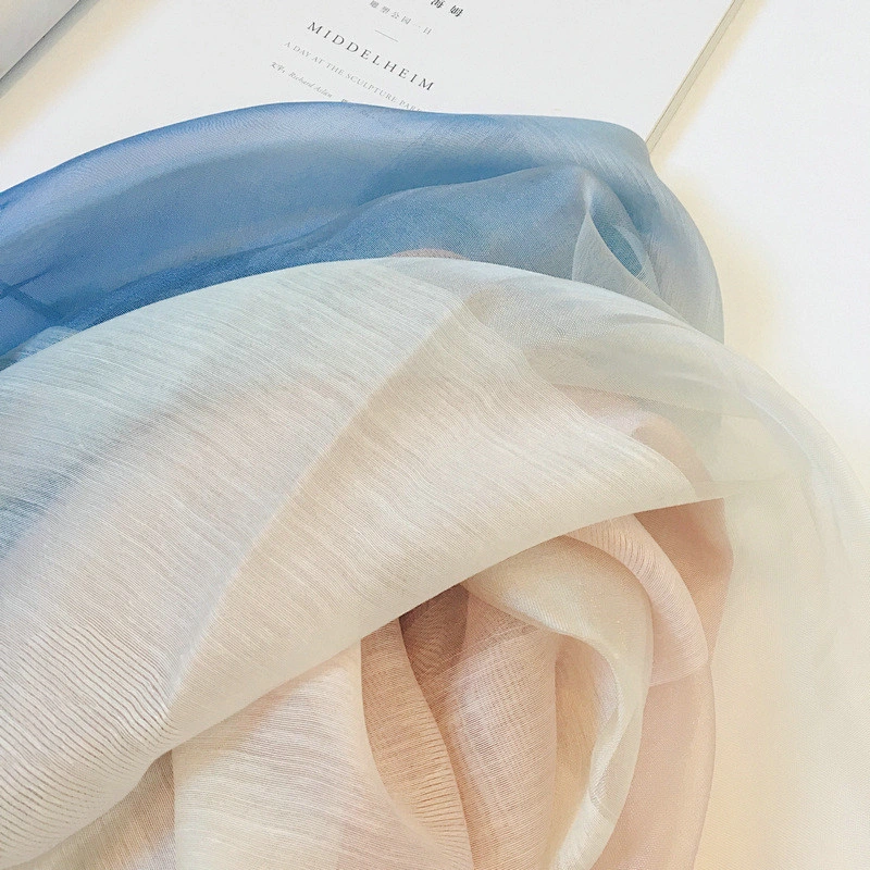 Summer and autumn gradient color thin scarf female wild sunscreen organza scarf air conditioning shawl