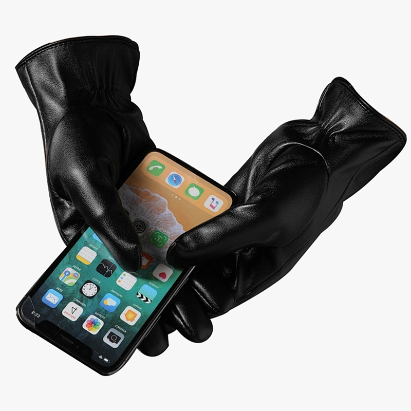 Student Korean Cute Women Leather Gloves Keep Warm Plus Velvet Thicken Touch Screen Outdoor Cycling Driving Winter Gloves